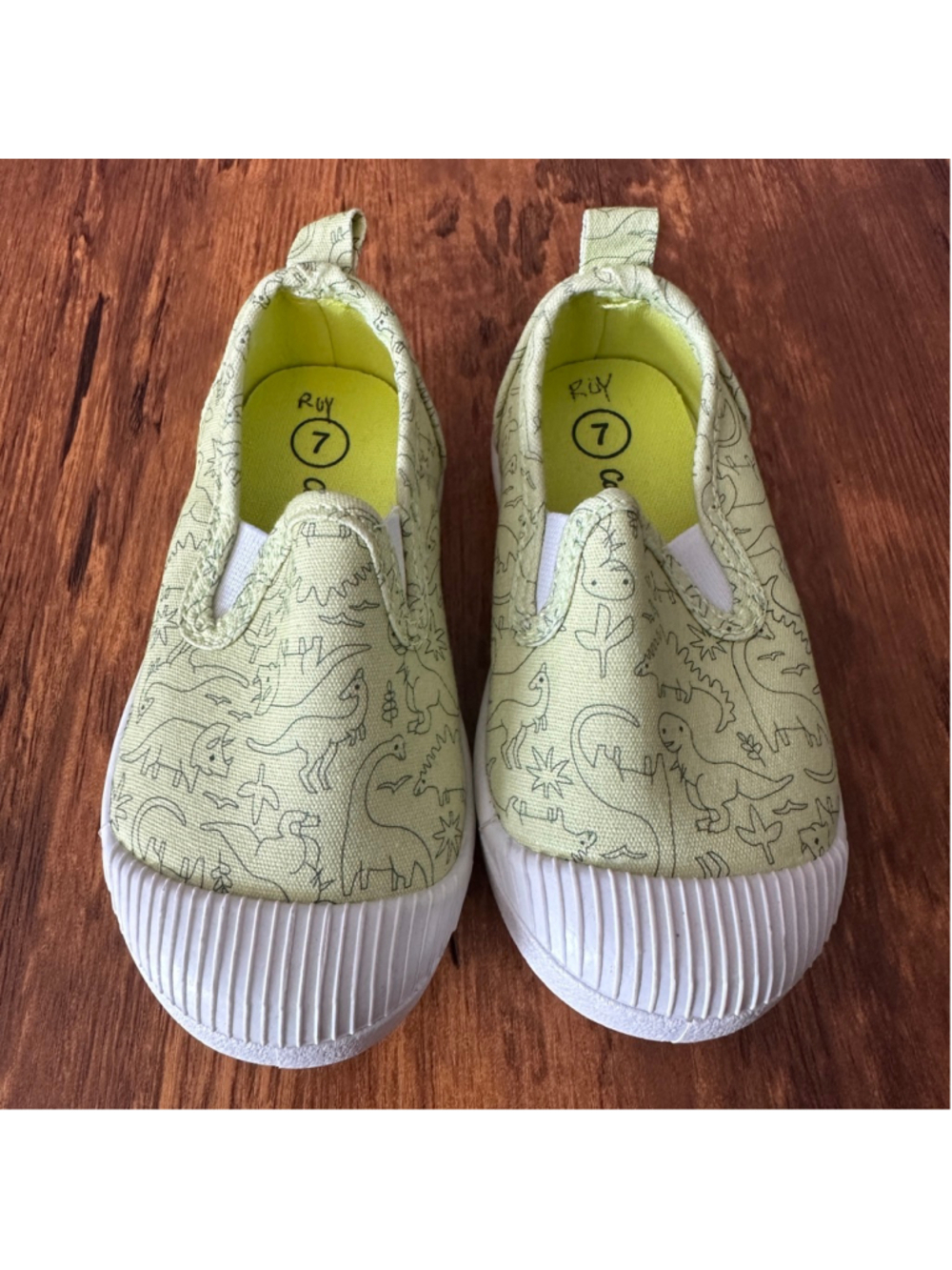 Cat & Jack Dinosaur Slip On Sneakers Baby Size 7 Green Casual Shoes